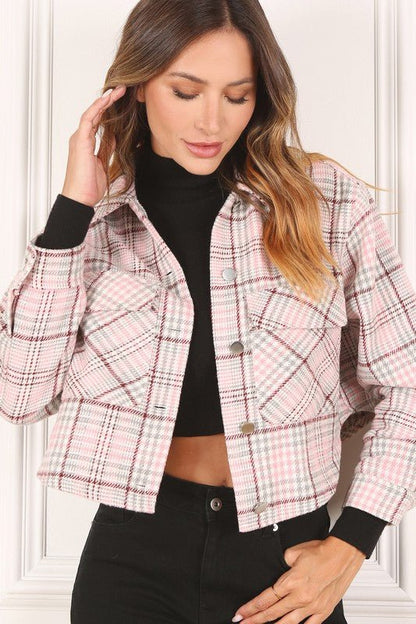 Plaid crop jacket - Global Village Kailua Boutique