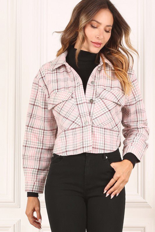 Plaid crop jacket - Global Village Kailua Boutique