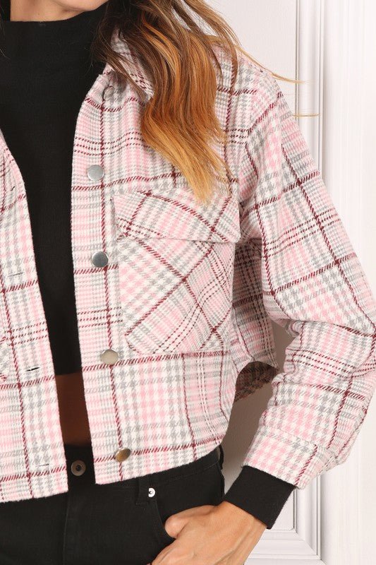 Plaid crop jacket - Global Village Kailua Boutique