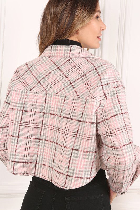 Plaid crop jacket - Global Village Kailua Boutique