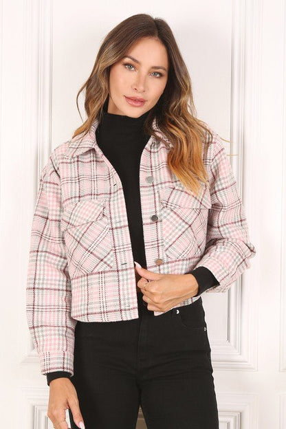 Plaid crop jacket - Global Village Kailua Boutique