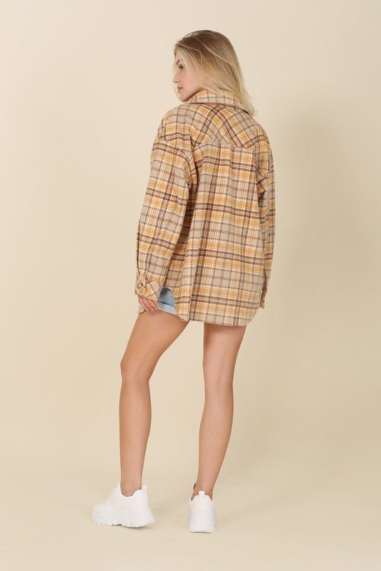 Plaid shacket with pockets - Global Village Kailua Boutique