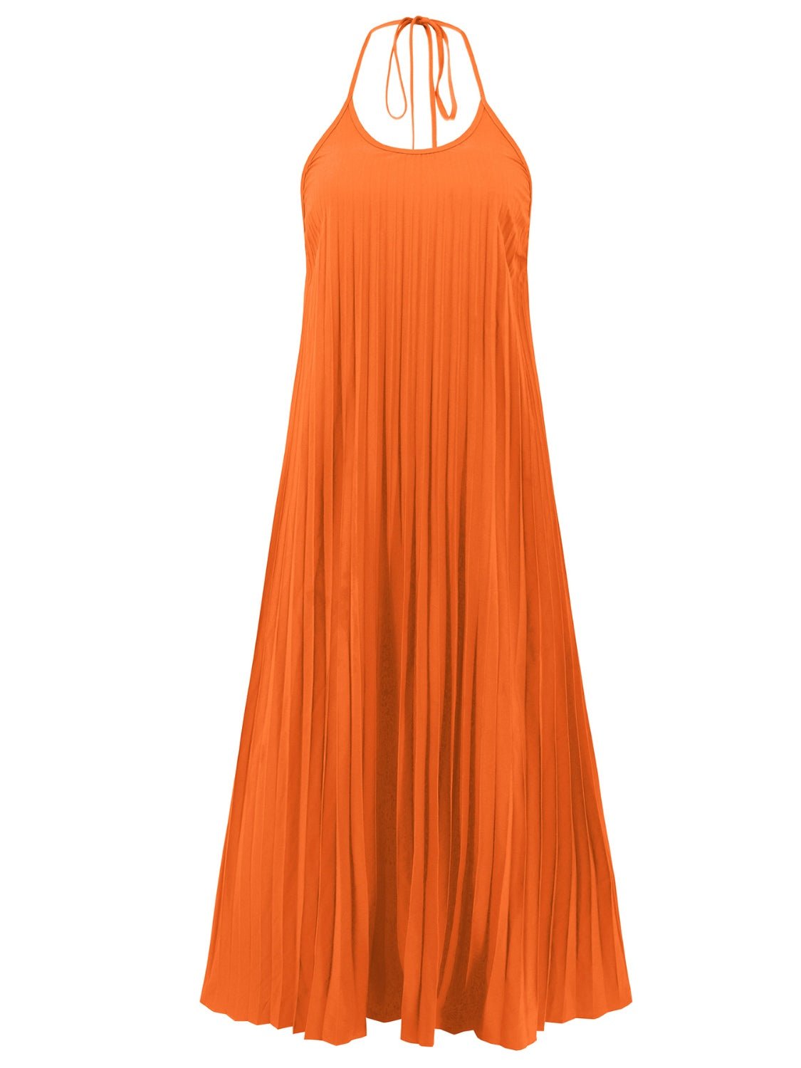 Pleated Halter Neck Maxi Dress - Global Village Kailua Boutique