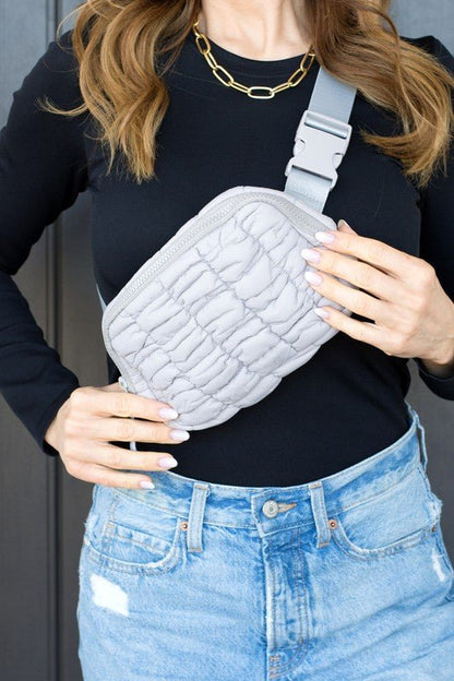 Quilted Puffer Sling Belt Fanny Bag - Global Village Kailua Boutique