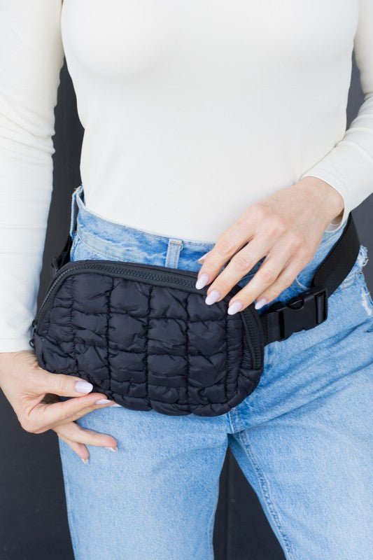 Quilted Puffer Sling Belt Fanny Bag - Global Village Kailua Boutique