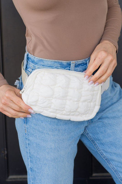 Quilted Puffer Sling Belt Fanny Bag - Global Village Kailua Boutique