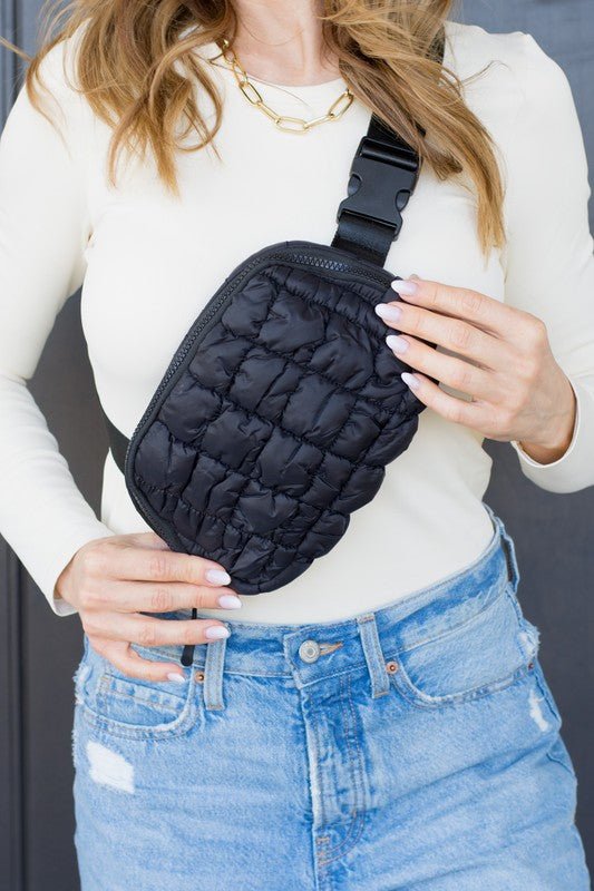 Quilted Puffer Sling Belt Fanny Bag - Global Village Kailua Boutique