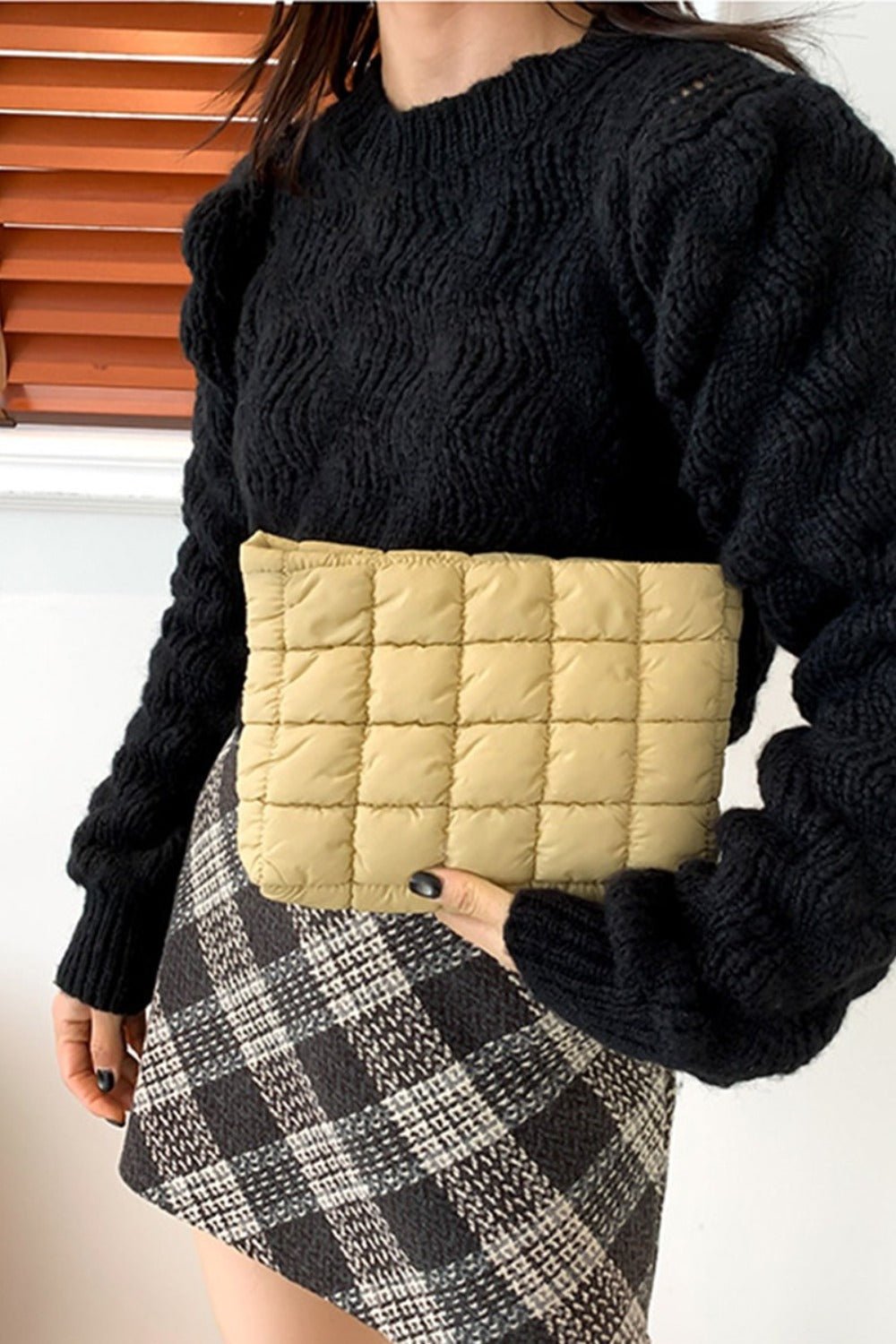 Quilted Puffy Zipper Clutch Bag - Global Village Kailua Boutique