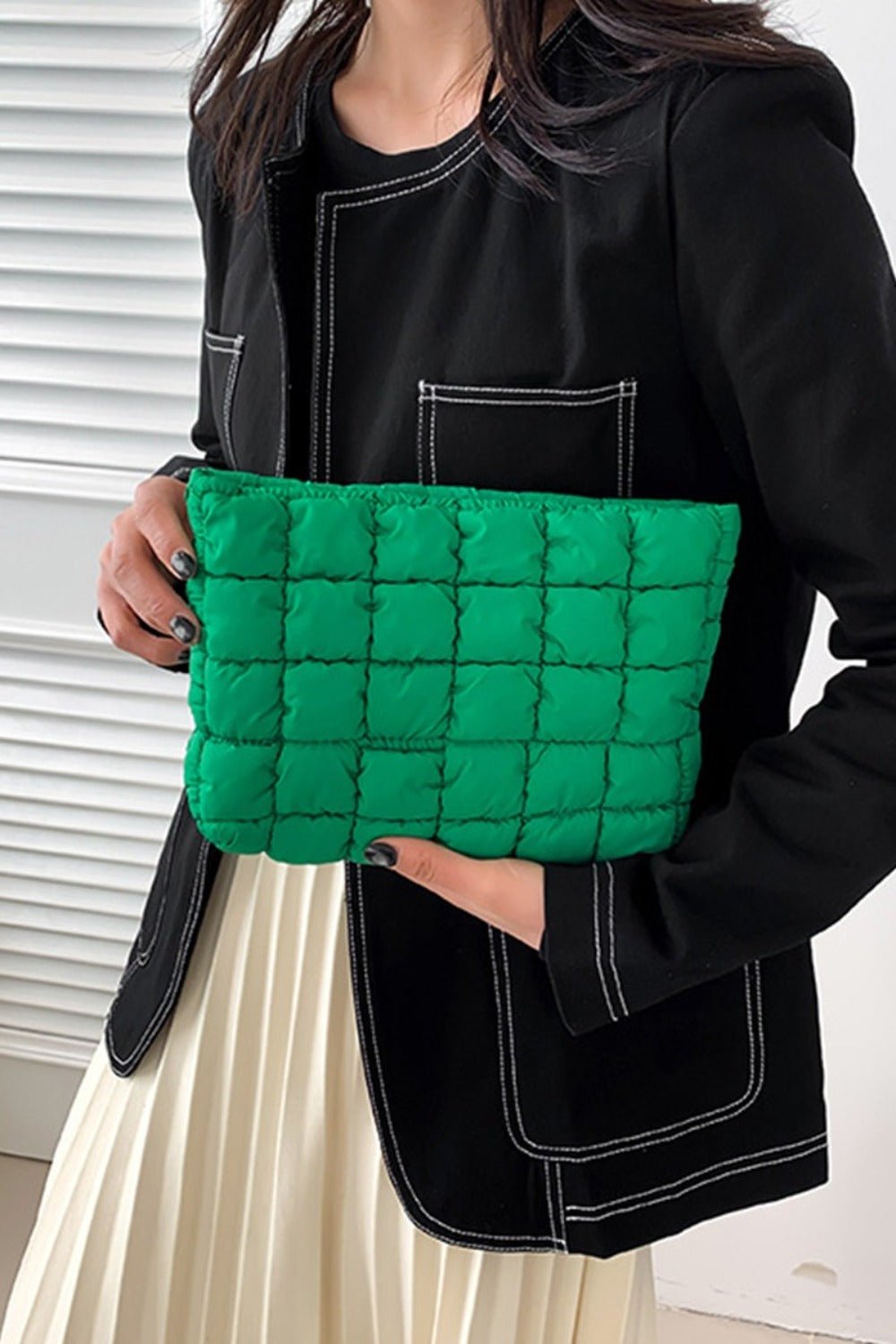 Quilted Puffy Zipper Clutch Bag - Global Village Kailua Boutique