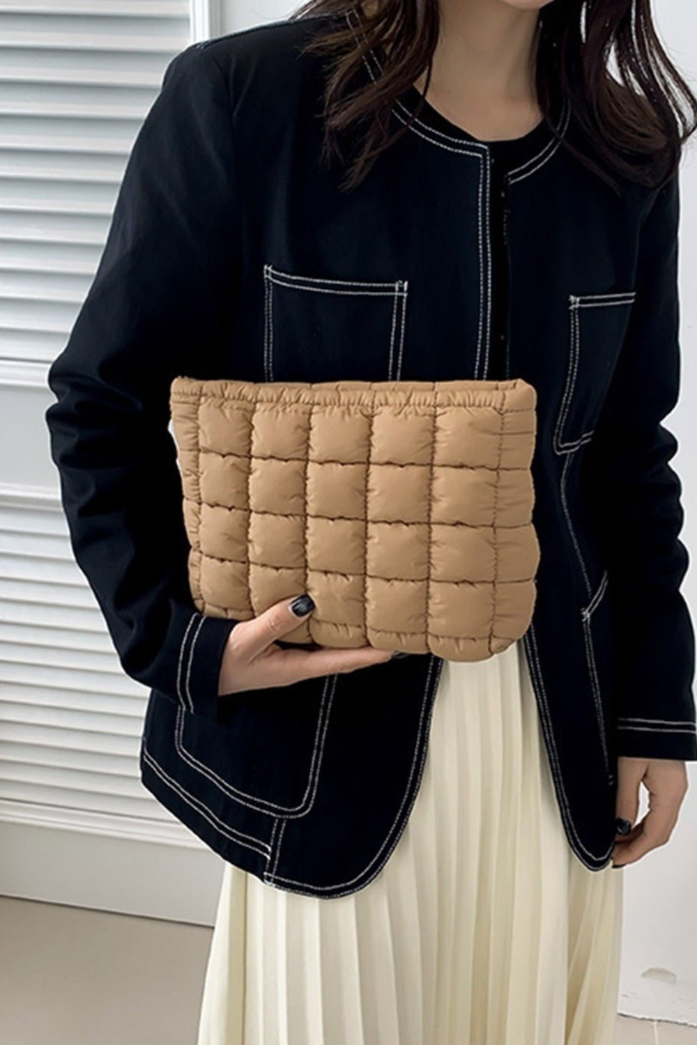 Quilted Puffy Zipper Clutch Bag - Global Village Kailua Boutique