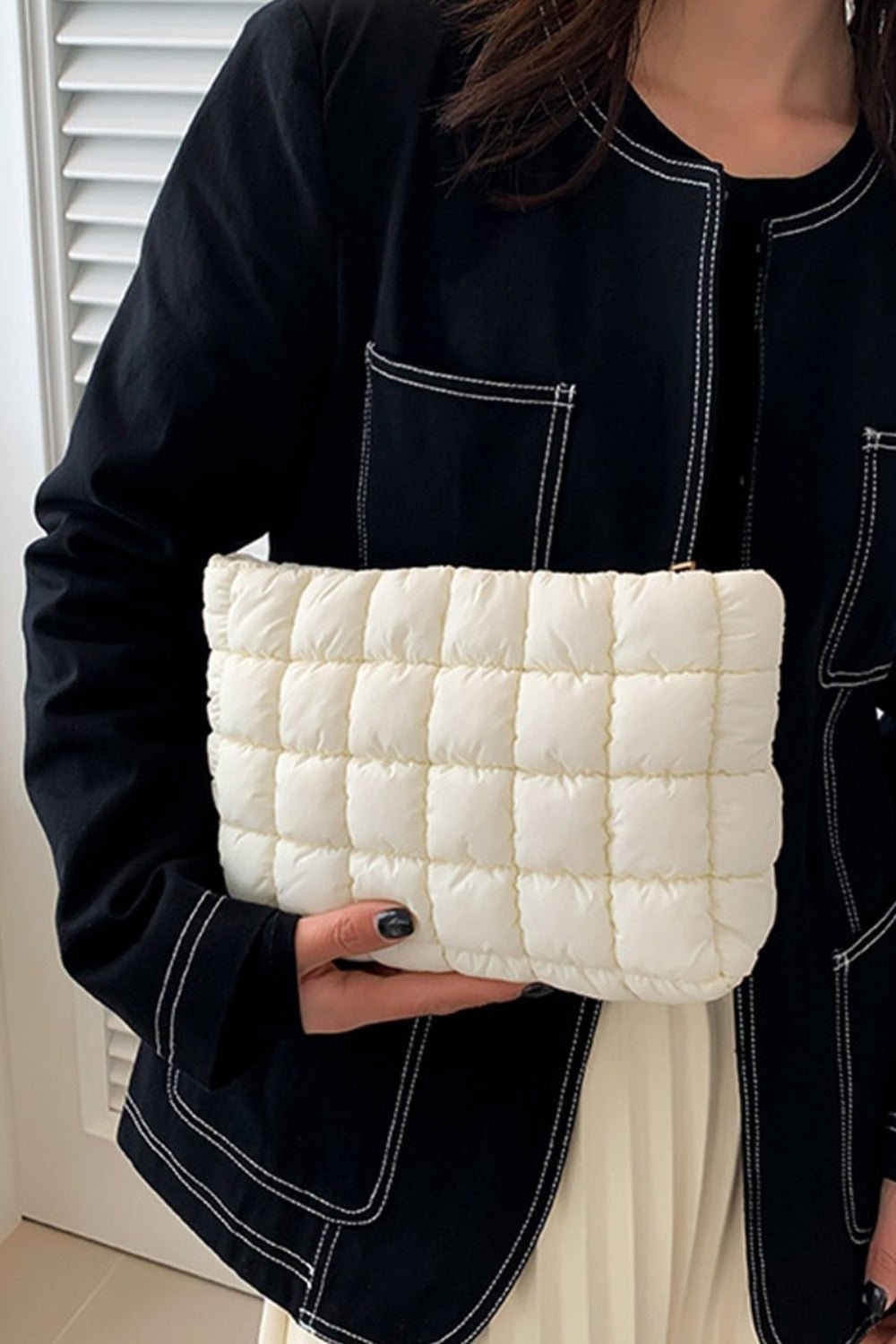 Quilted Puffy Zipper Clutch Bag - Global Village Kailua Boutique