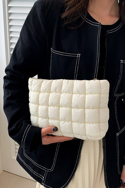 Quilted Puffy Zipper Clutch Bag - Global Village Kailua Boutique