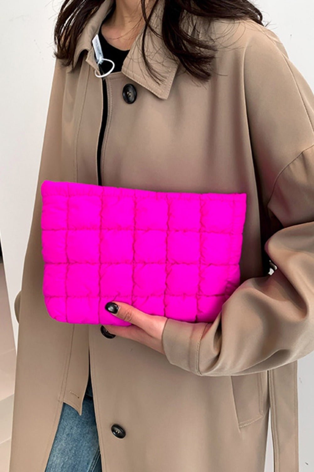 Quilted Puffy Zipper Clutch Bag - Global Village Kailua Boutique