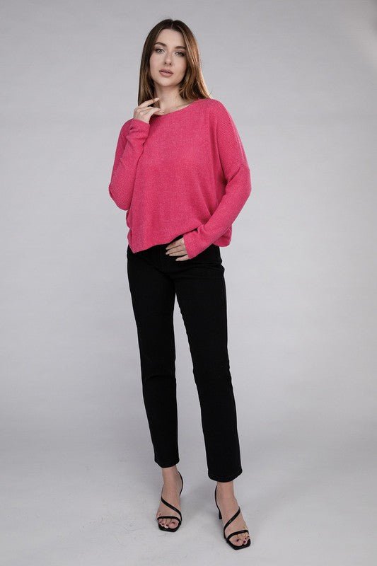 Ribbed Dolman Long Sleeve Sweater - Global Village Kailua Boutique