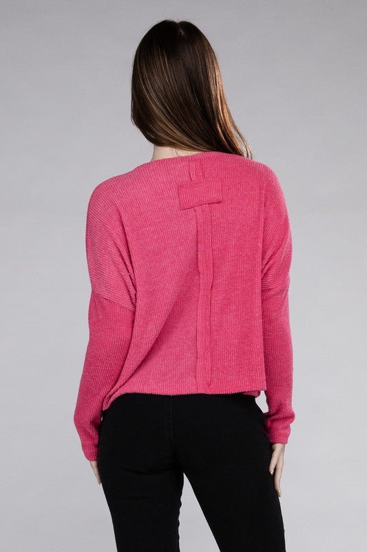 Ribbed Dolman Long Sleeve Sweater - Global Village Kailua Boutique