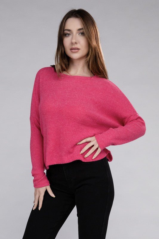 Ribbed Dolman Long Sleeve Sweater - Global Village Kailua Boutique