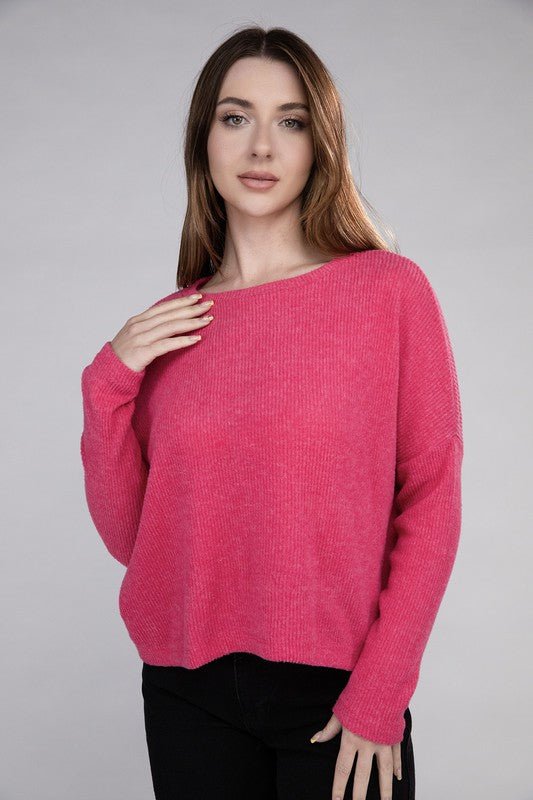 Ribbed Dolman Long Sleeve Sweater - Global Village Kailua Boutique