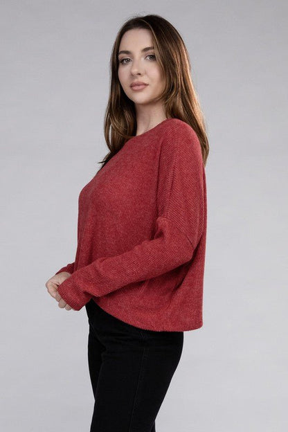 Ribbed Dolman Long Sleeve Sweater - Global Village Kailua Boutique