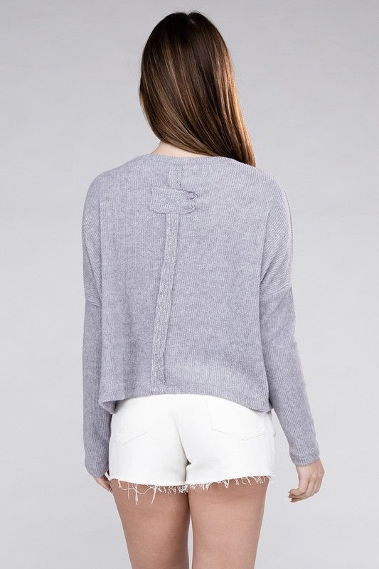 Ribbed Dolman Long Sleeve Sweater - Global Village Kailua Boutique