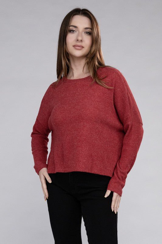 Ribbed Dolman Long Sleeve Sweater - Global Village Kailua Boutique