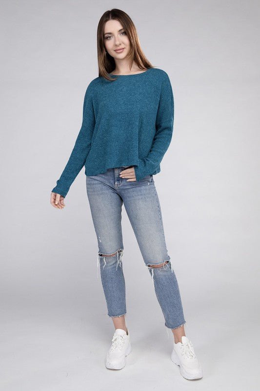 Ribbed Dolman Long Sleeve Sweater - Global Village Kailua Boutique