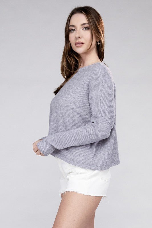 Ribbed Dolman Long Sleeve Sweater - Global Village Kailua Boutique