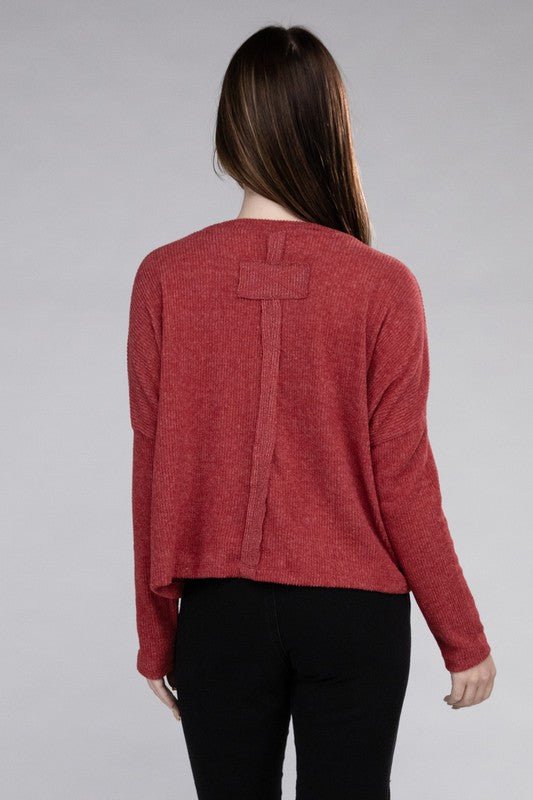 Ribbed Dolman Long Sleeve Sweater - Global Village Kailua Boutique