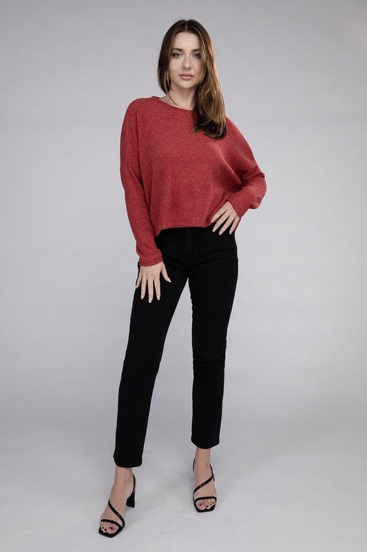 Ribbed Dolman Long Sleeve Sweater - Global Village Kailua Boutique