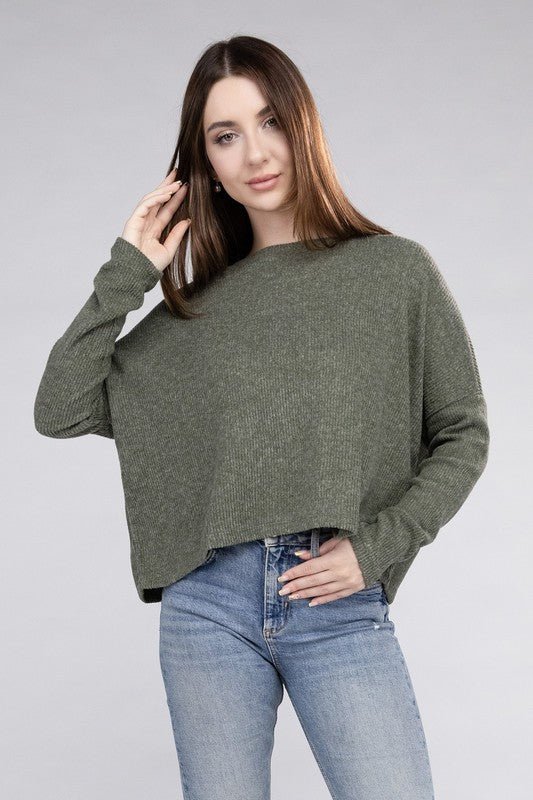 Ribbed Dolman Long Sleeve Sweater - Global Village Kailua Boutique