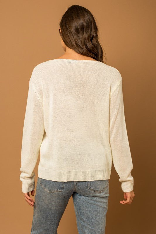 Round Neck Long Sleeve Sea Salt Sun Sweater - Global Village Kailua Boutique