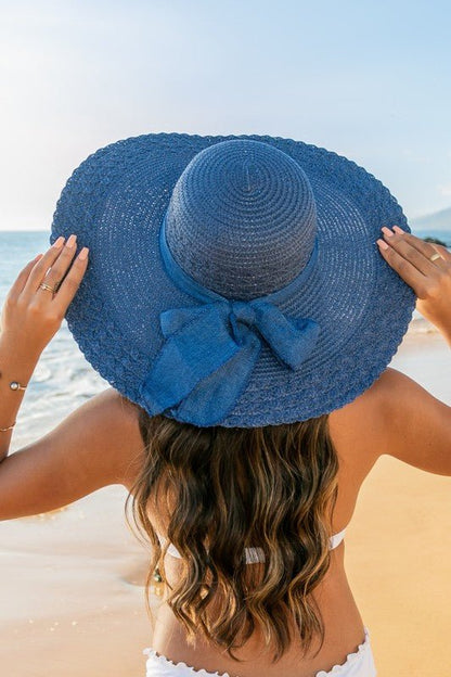 Scallop Edge Bow Accent Sunhat - Global Village Kailua Boutique