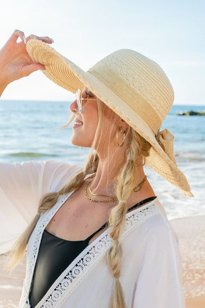 Scallop Edge Bow Accent Sunhat - Global Village Kailua Boutique