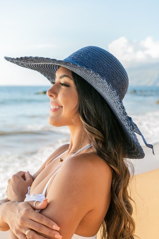 Scallop Edge Bow Accent Sunhat - Global Village Kailua Boutique