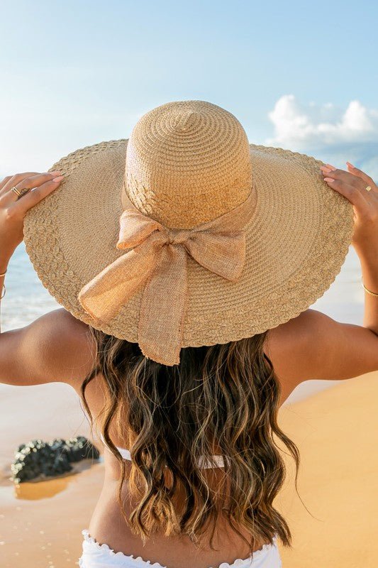 Scallop Edge Bow Accent Sunhat - Global Village Kailua Boutique