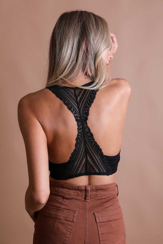 Seamless Front Lace Racerback Bralette - Global Village Kailua Boutique