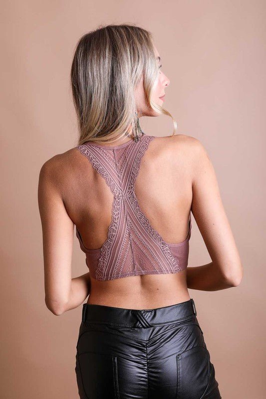 Seamless Front Lace Racerback Bralette - Global Village Kailua Boutique