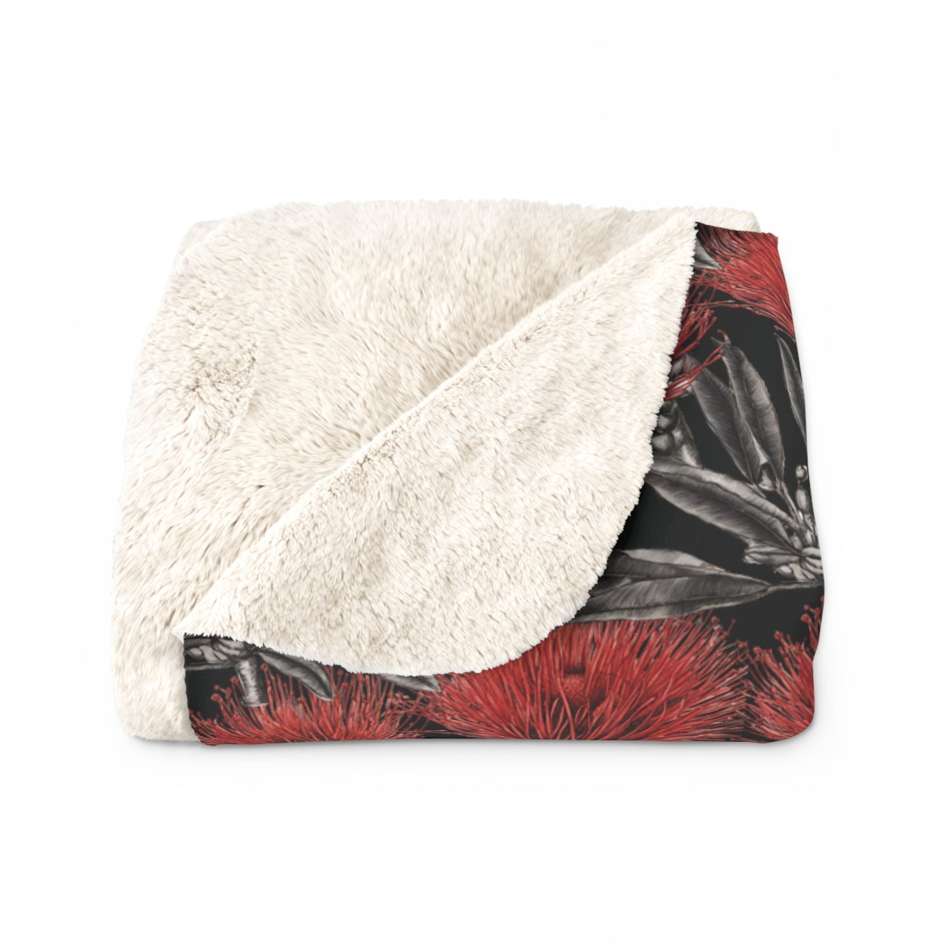 Sherpa Fleece Blanket ʻŌhiʻa Lehua - Global Village Kailua Boutique