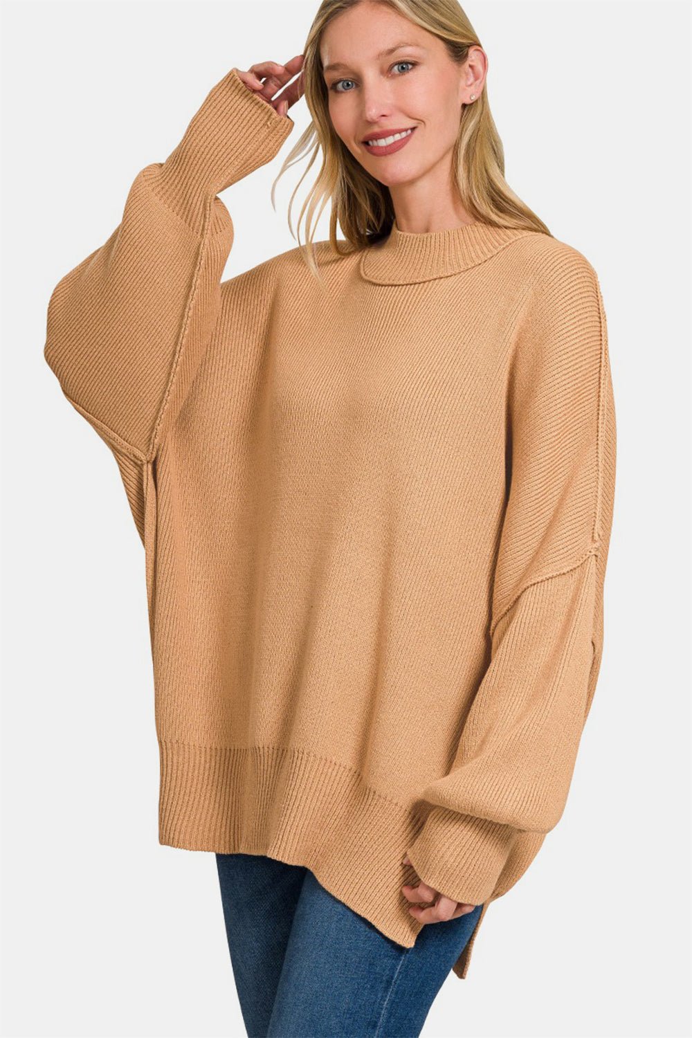 Side Slit Oversized Sweater - Global Village Kailua Boutique