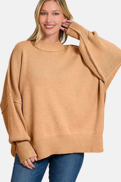 Side Slit Oversized Sweater - Global Village Kailua Boutique