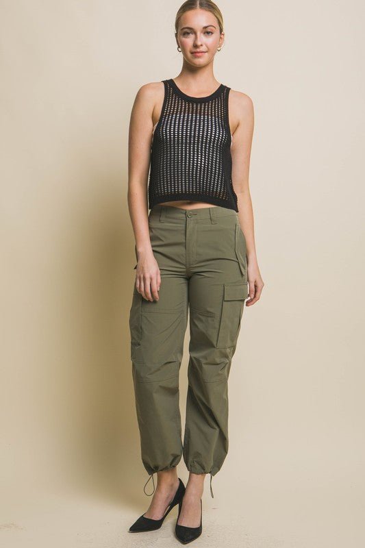 Sleeveless Open Knit Crop Top - Global Village Kailua Boutique