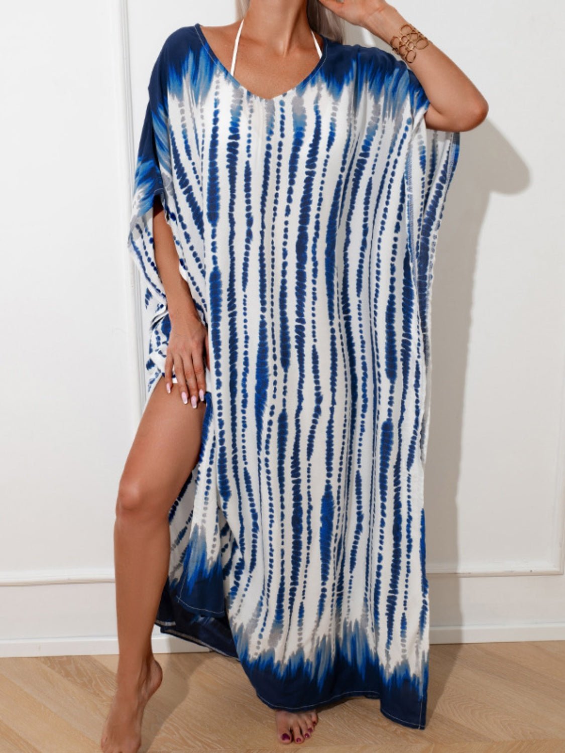 Slit Tie - Dye Kaftan Cover Up - Global Village Kailua Boutique