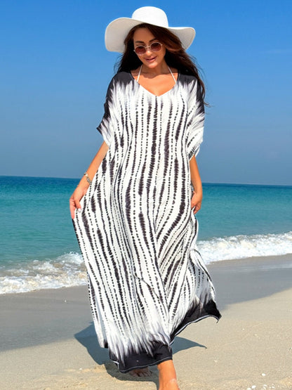 Slit Tie - Dye Kaftan Cover Up - Global Village Kailua Boutique