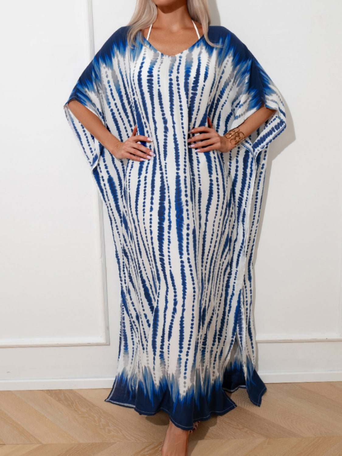 Slit Tie - Dye Kaftan Cover Up - Global Village Kailua Boutique