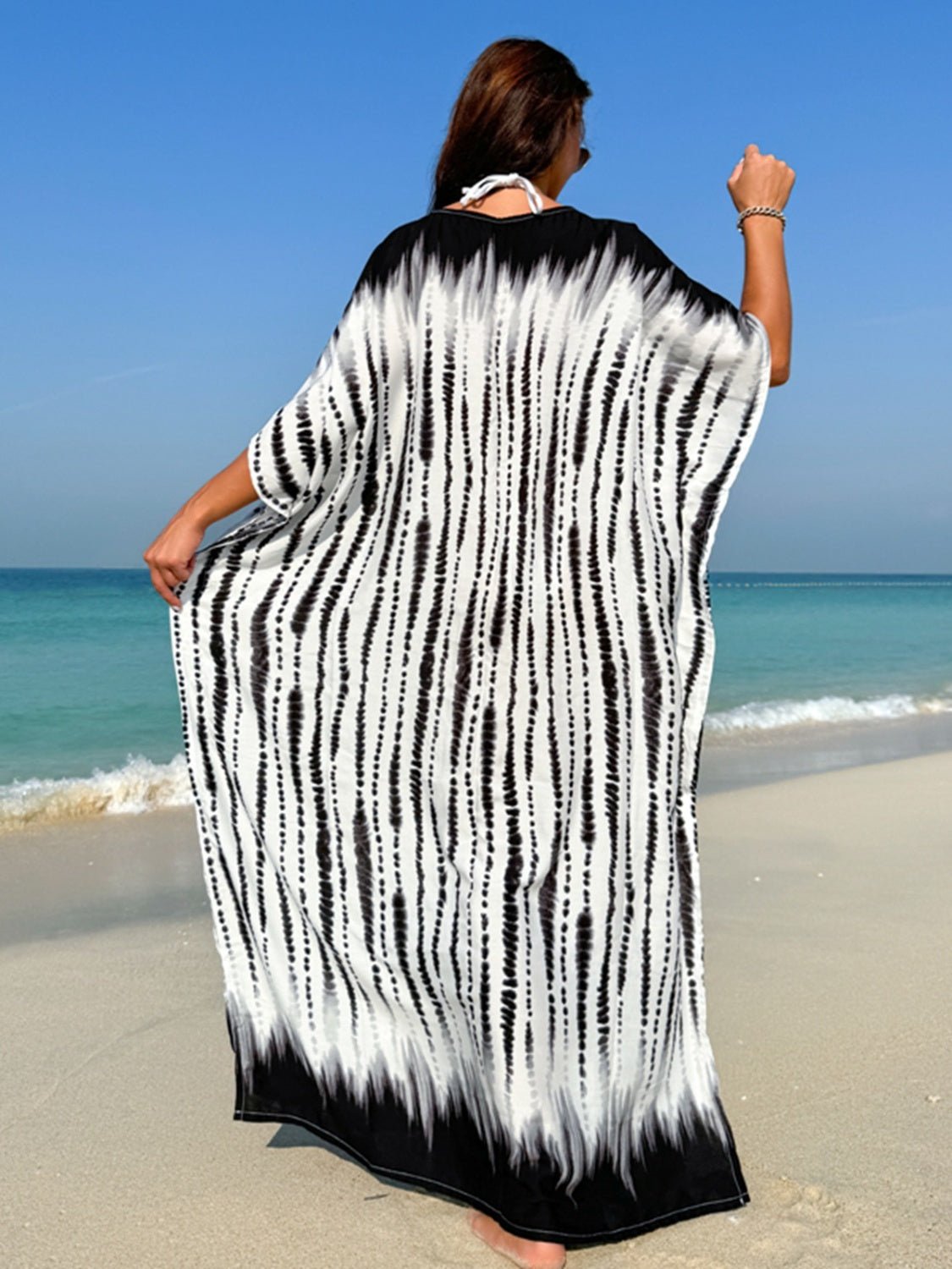 Slit Tie - Dye Kaftan Cover Up - Global Village Kailua Boutique