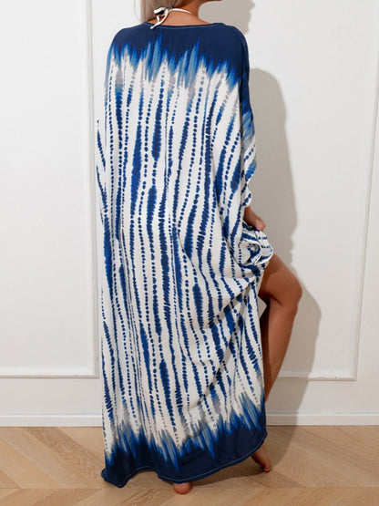 Slit Tie - Dye Kaftan Cover Up - Global Village Kailua Boutique