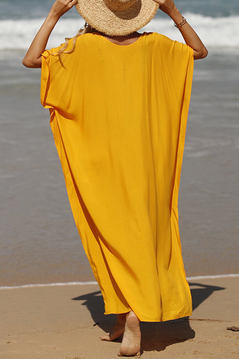 Slit V-Neck Maxi Cover-Up - Global Village Kailua Boutique