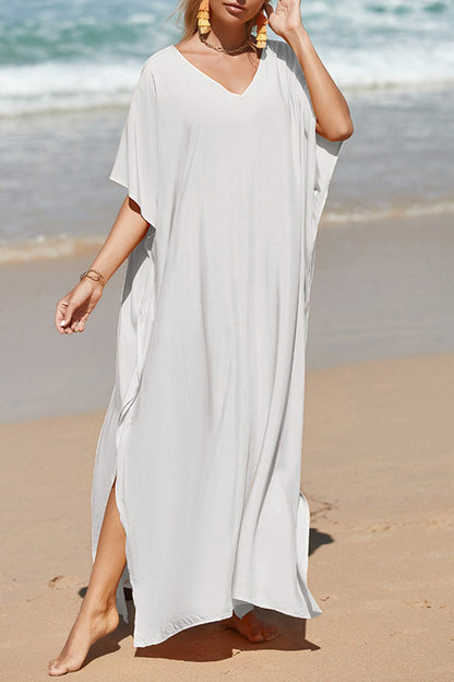 Slit V-Neck Maxi Cover-Up - Global Village Kailua Boutique