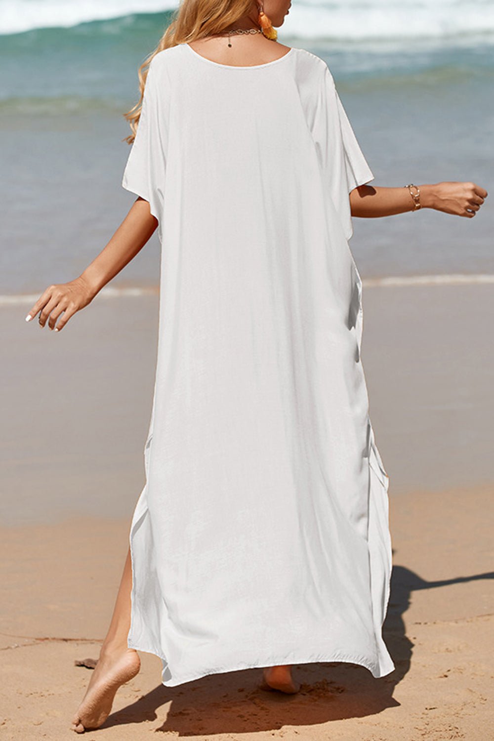 Slit V-Neck Maxi Cover-Up - Global Village Kailua Boutique