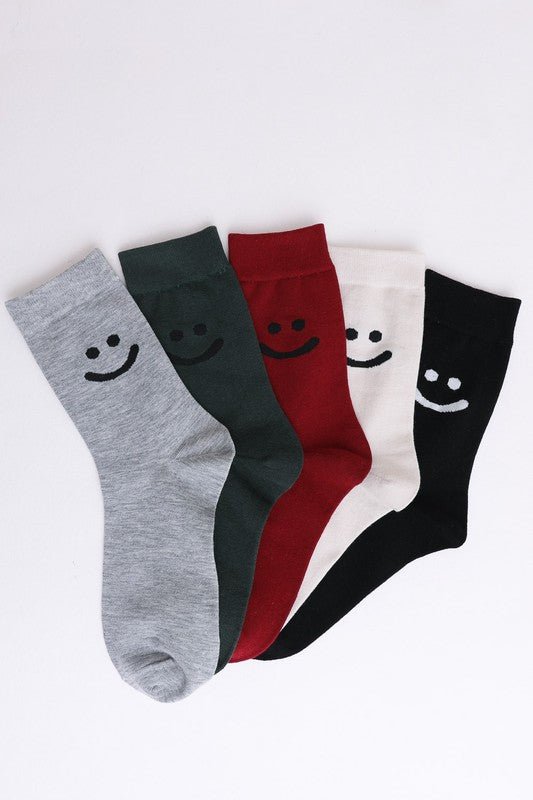 Smiley Face Crew Socks - Global Village Kailua Boutique