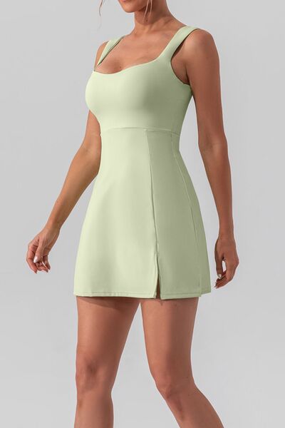 Square Neck Tank Slit Mini Active Dress - Global Village Kailua Boutique